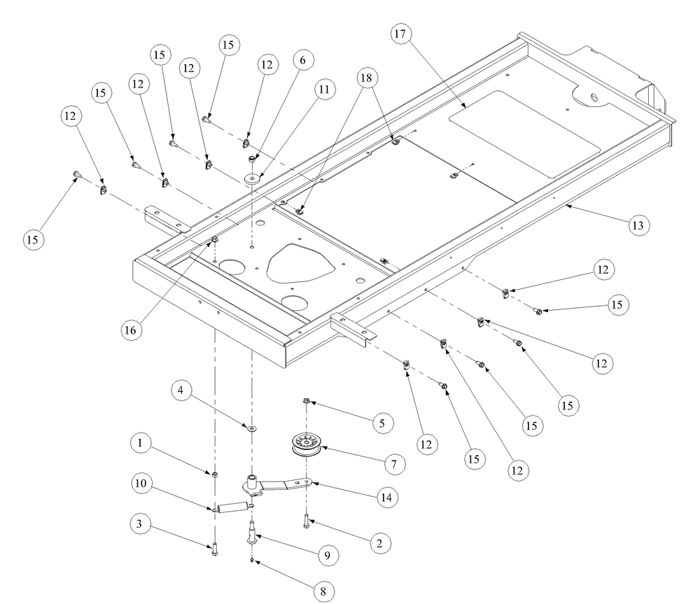 Frame Assembly Diagram and Parts List for Z-FORCE44 53AA5B6L-53AA5B6L709-53AA5B6L710-53AA5B6L712 Cub Cadet Lawn Tractor